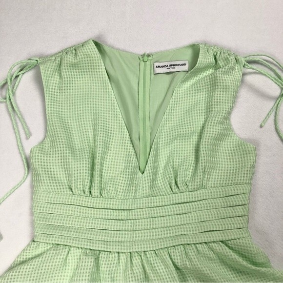 Revolve Amanda Uprichard Westerly Gingham Checked Dress Hypermint Green Large - Picture 7 of 12